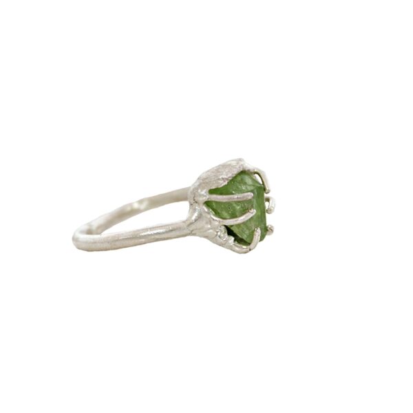 Peridot Organic Silver Ring