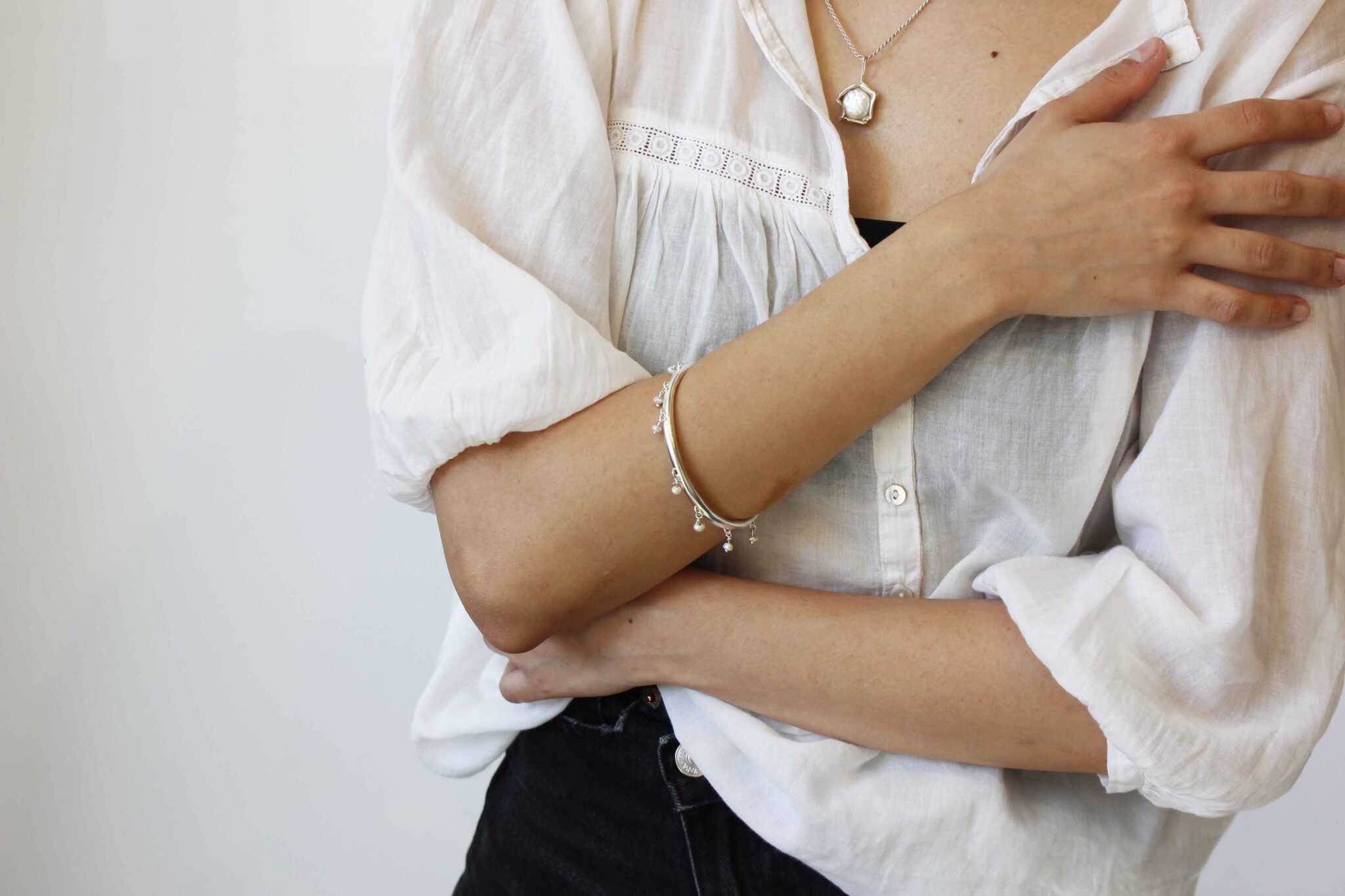 Celestial Pearl Charm Bangle - Image 4