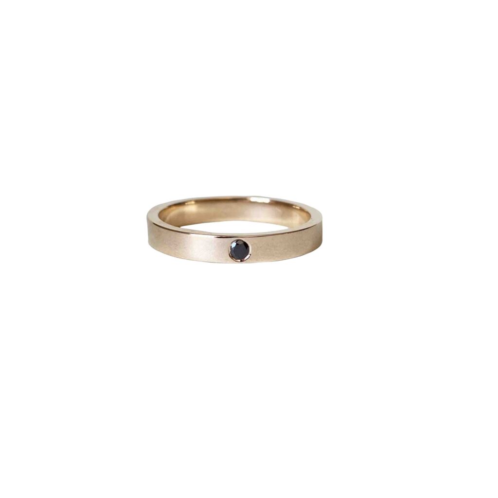 9K Yellow Gold Band with Black Diamond