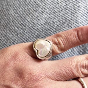 Heart Pearl Ring in Silver